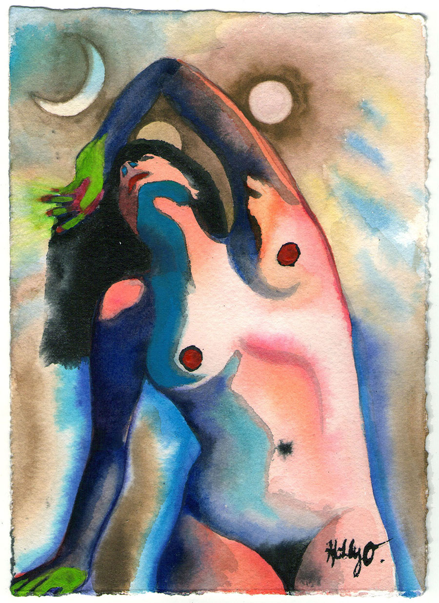 Isolated Storms #2, 5x7 2018 <br>watercolor, ink on paper